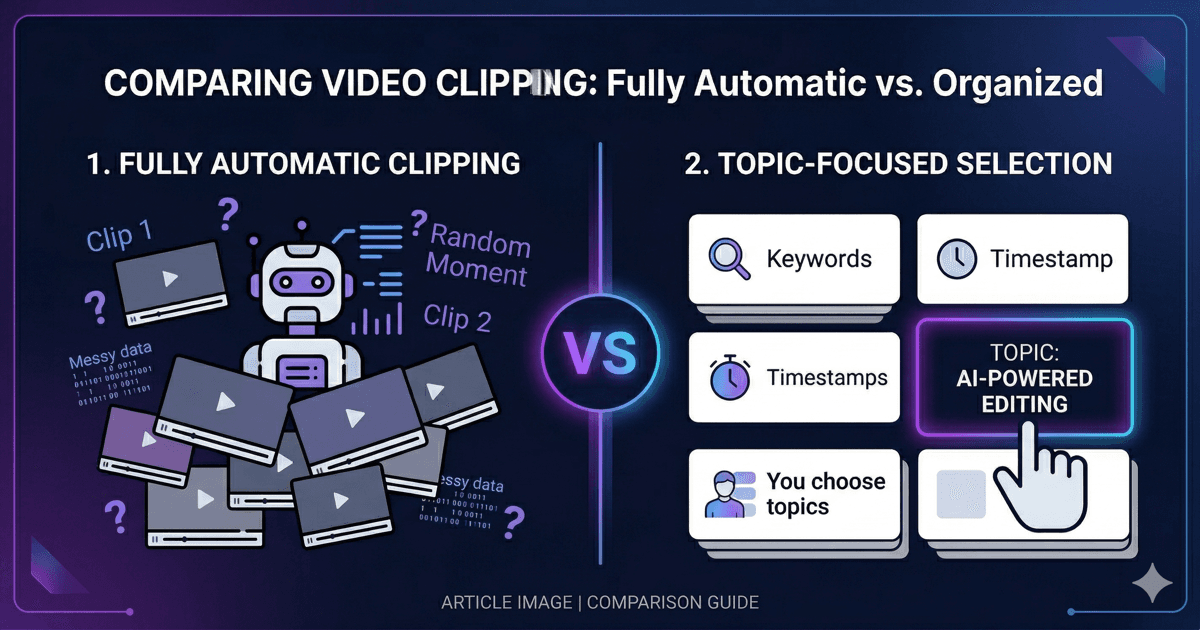 Topic-Based Editing vs AI Auto-Clipping comparison