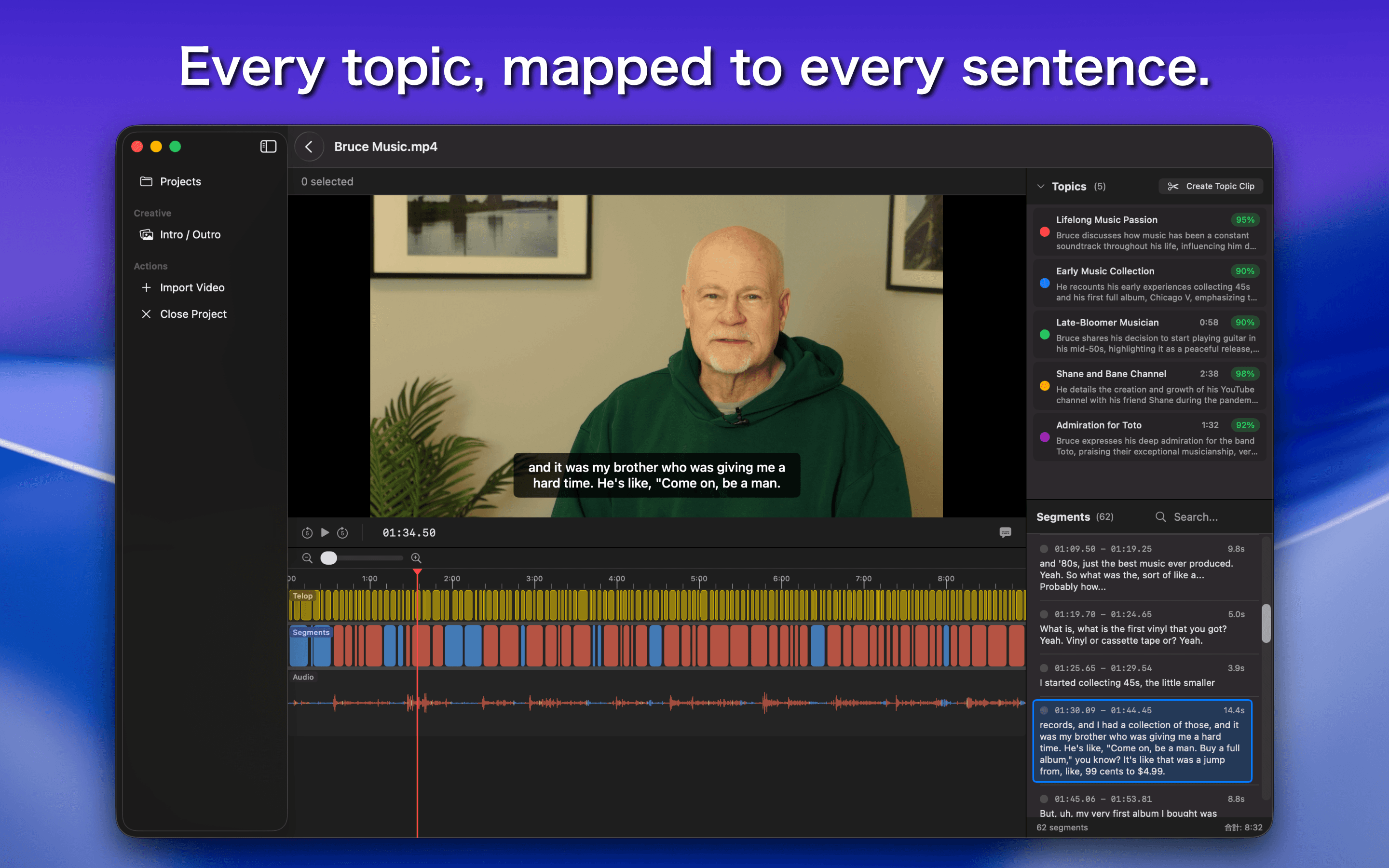 Every topic, mapped to every sentence