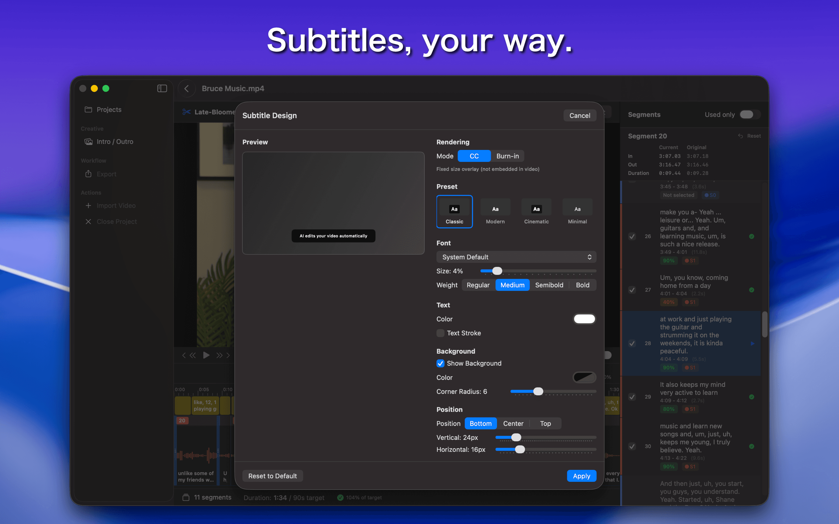 Subtitle, your way